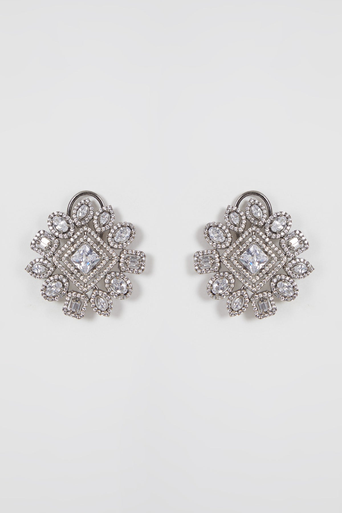 White Finish Faux Diamond Earrings