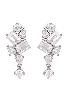 White Finish Diamond Earrings