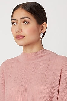 White Finish Diamond Earrings