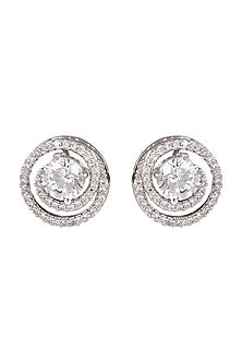 White Finish Diamond Stud Earrings