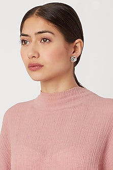 White Finish Diamond Stud Earrings