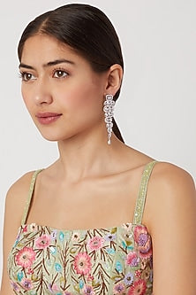 White Finish Stud Earrings