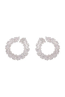 Gold Finish Diamond Curved Earrings