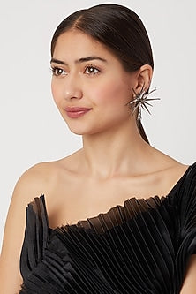 Black Rhodium Finish Spiked Earrings