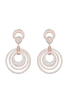 Rose Gold Finish Two Toned Earrings