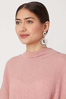 Rose Gold Finish Two Toned Earrings