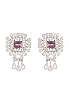 White Finish Pearl Dangler Earrings