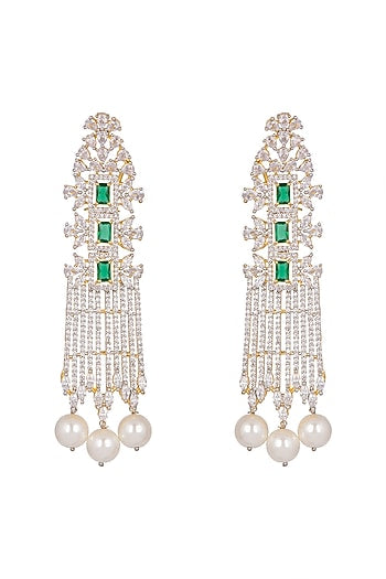 Gold Finish Pearl Earrings