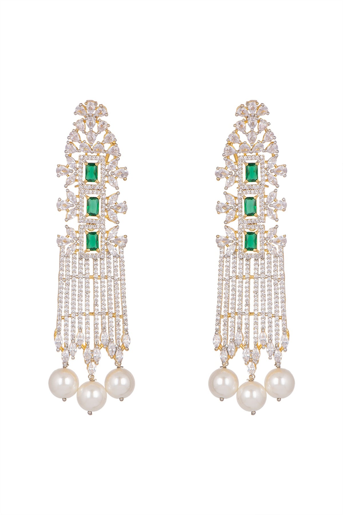 Gold Finish Pearl Earrings