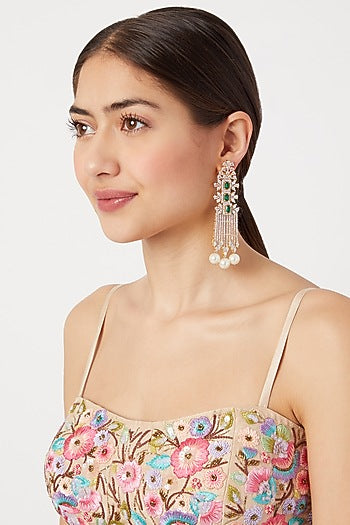 Gold Finish Pearl Earrings