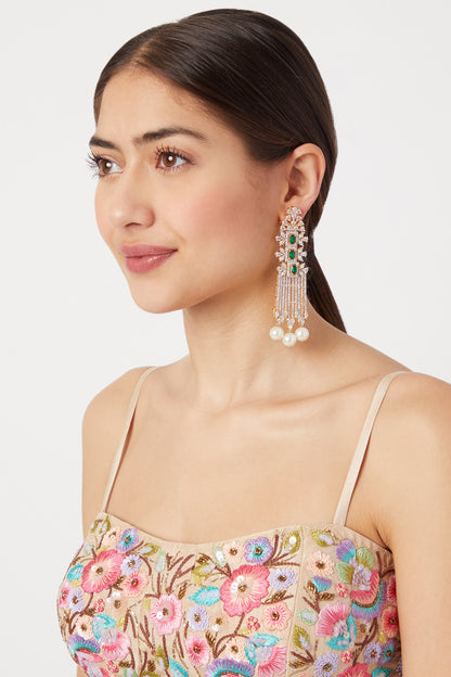 Gold Finish Pearl Earrings