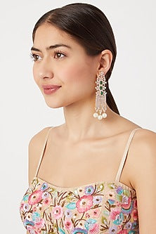 Gold Finish Pearl Earrings