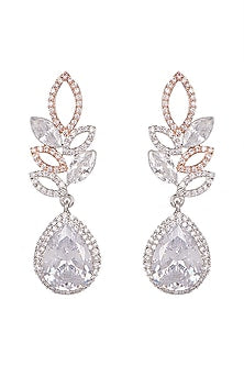 White Finish Leaf Shaped Earrings