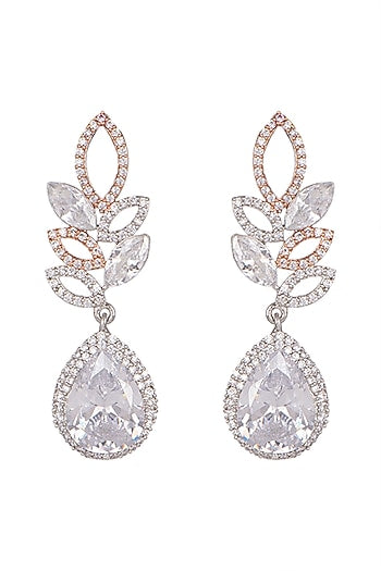 White Finish Leaf Shaped Earrings