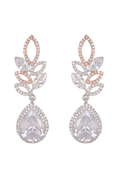 White Finish Leaf Shaped Earrings