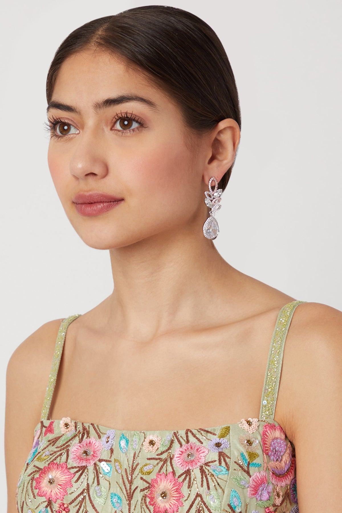 White Finish Leaf Shaped Earrings