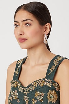 Gold & White Finish Bali Earrings
