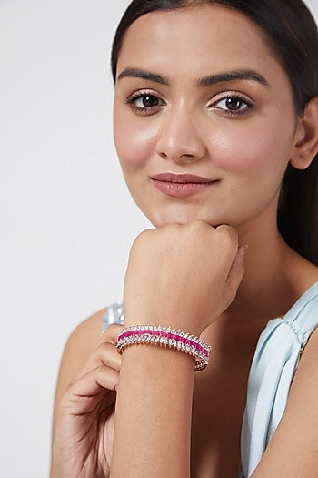Rose Gold Finish Faux Diamond Bangles