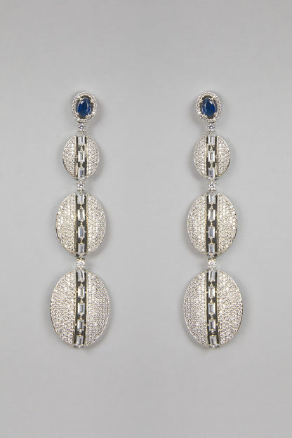 White Finish Long Earrings