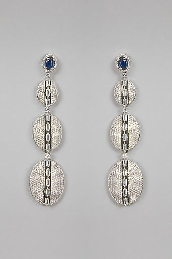 White Finish Long Earrings
