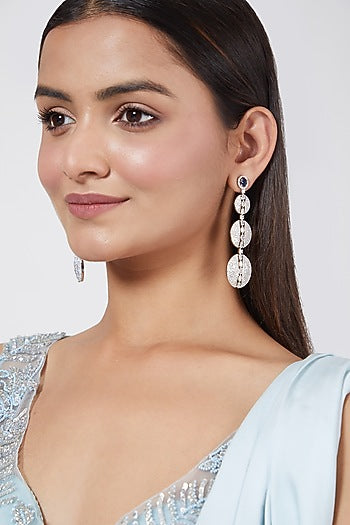 White Finish Long Earrings