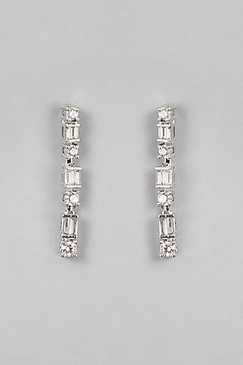 White Finish Diamond Necklace Set