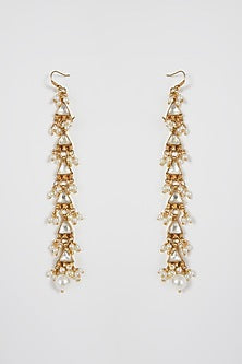 Gold Finish Kundan Polki & Pearl Earrings
