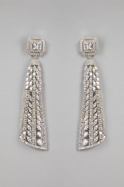White Finish Zircon Dangler Earrings