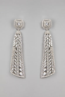 White Finish Zircon Dangler Earrings