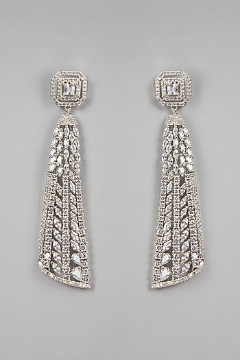 White Finish Zircon Dangler Earrings