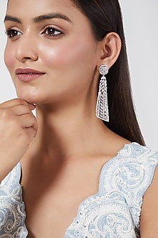 White Finish Zircon Dangler Earrings