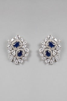 White Finish Stud Earrings