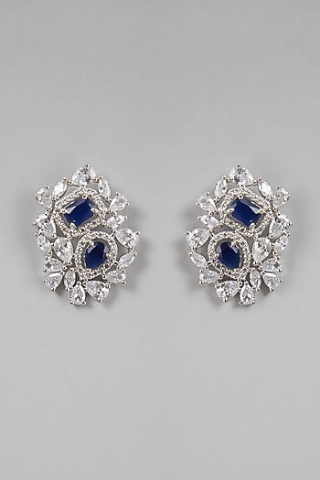 White Finish Stud Earrings