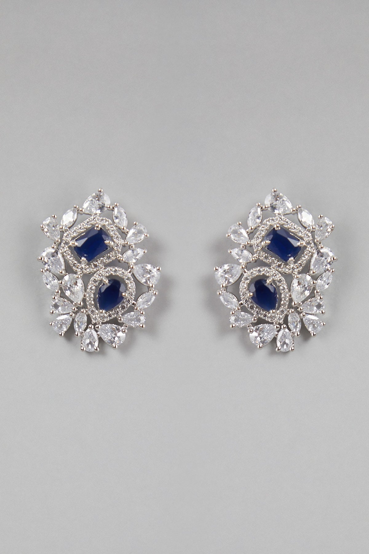 White Finish Stud Earrings