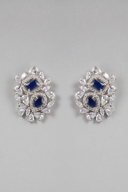 White Finish Stud Earrings