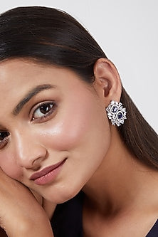 White Finish Stud Earrings
