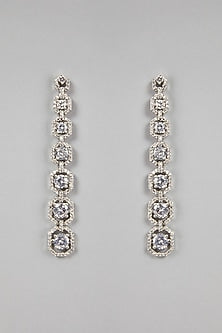 White Finish Long Earrings