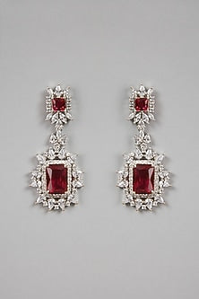 White Finish Red Stones & Zircon Necklace Set