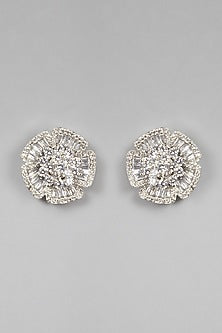 White Finish Stud Earrings