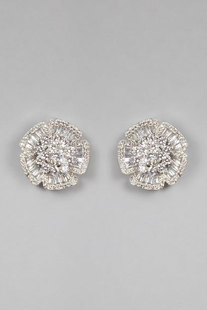 White Finish Stud Earrings