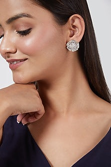 White Finish Stud Earrings
