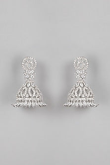 White Finish Faux Diamonds Sleak Necklace Set