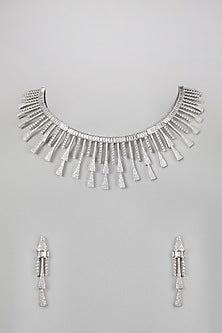 White Finish Zircon Choker Necklace Set