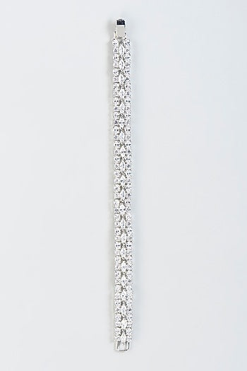 White Finish Faux Diamond Bracelet