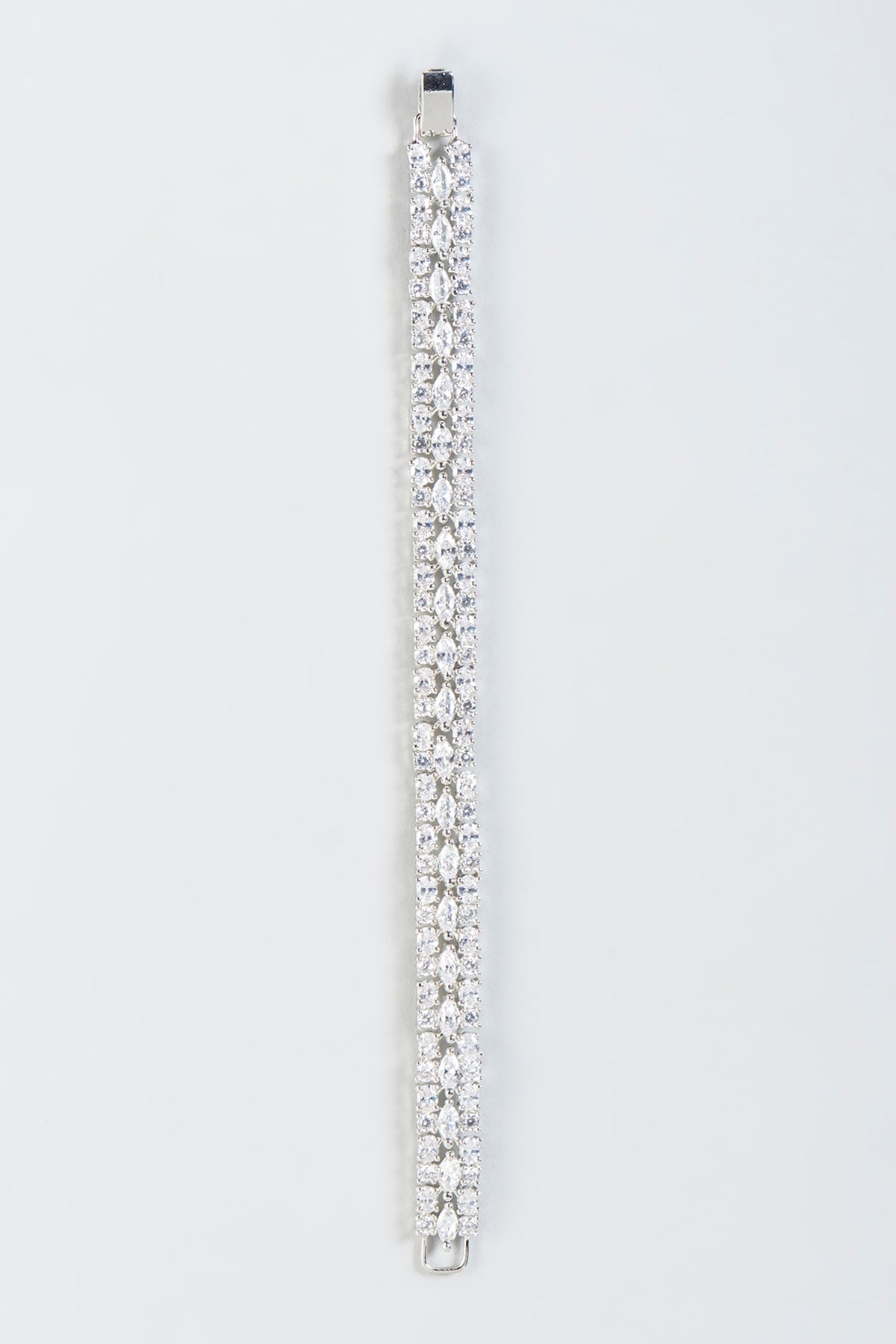 White Finish Faux Diamond Bracelet