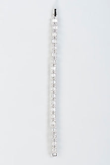 White Finish Bracelet With Faux Diamonds