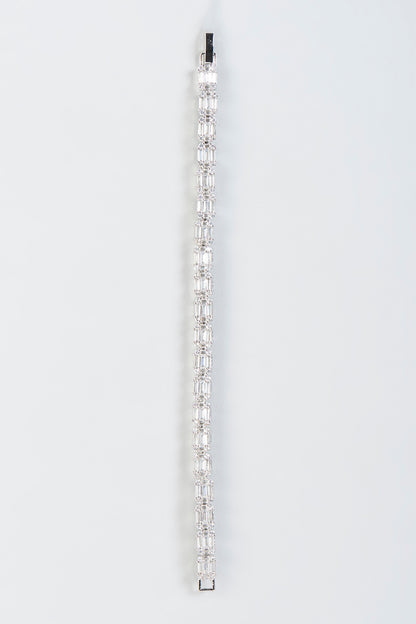 White Finish Bracelet With Faux Diamonds