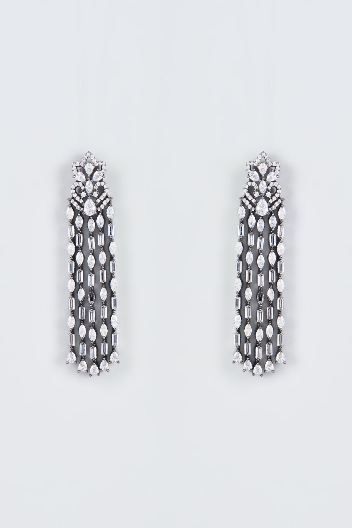Black Rhodium Finish Zircon Dangler Earrings