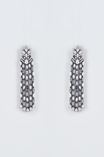 Black Rhodium Finish Zircon Dangler Earrings