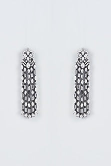 Black Rhodium Finish Zircon Dangler Earrings